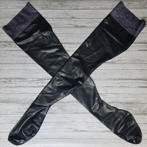 Latex stockings and gauntlets